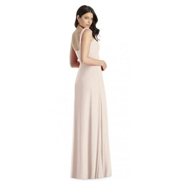Dressy Collection Women's Shoulder Tie Chiffon A-Line Gown in Cameo Size 12 $239 - Picture 2 of 8